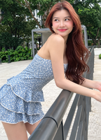 Women Floral Printed Strapless Fit & Flare Dress