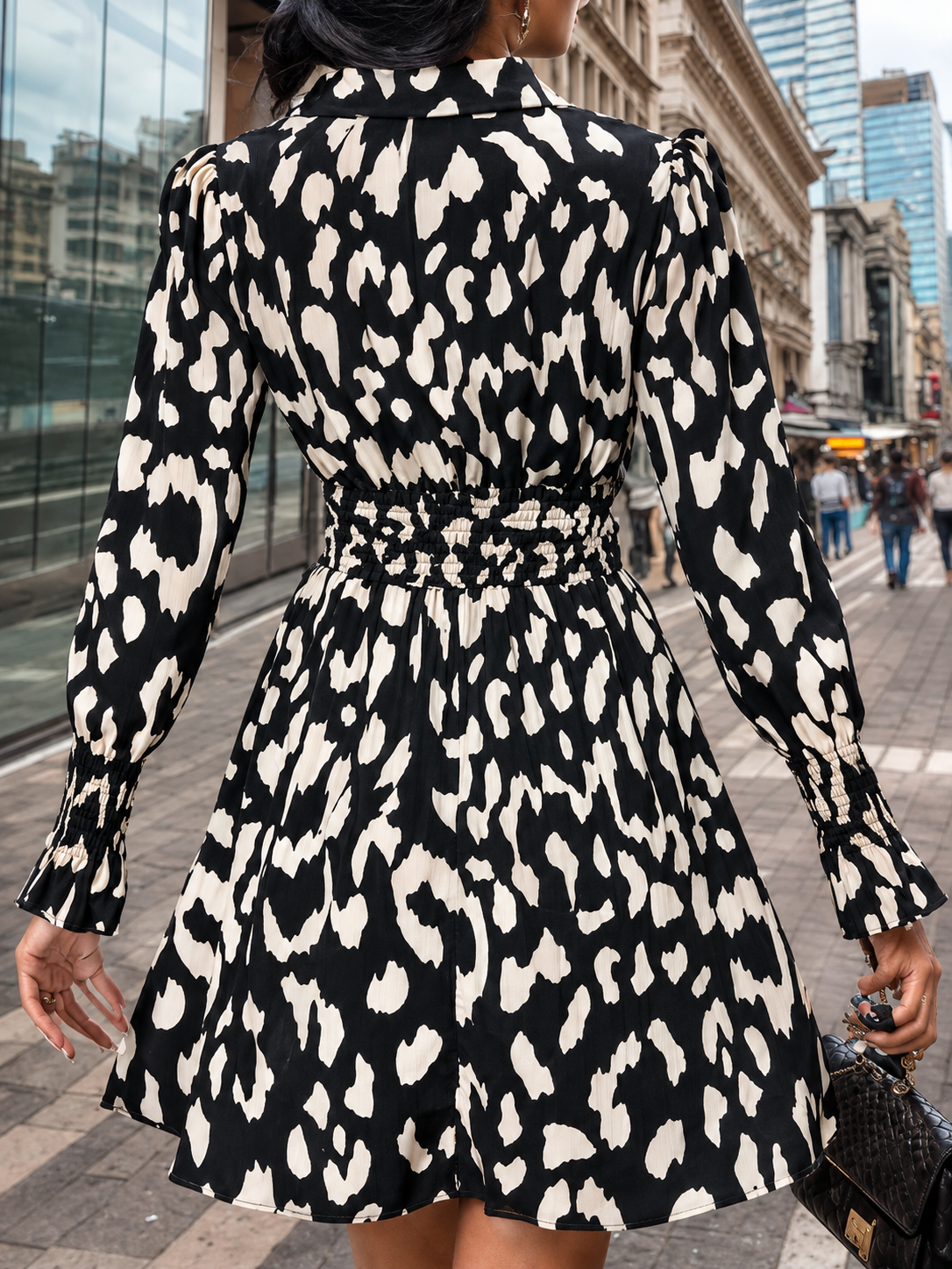 Abstract Printed Fit & Flare Dress