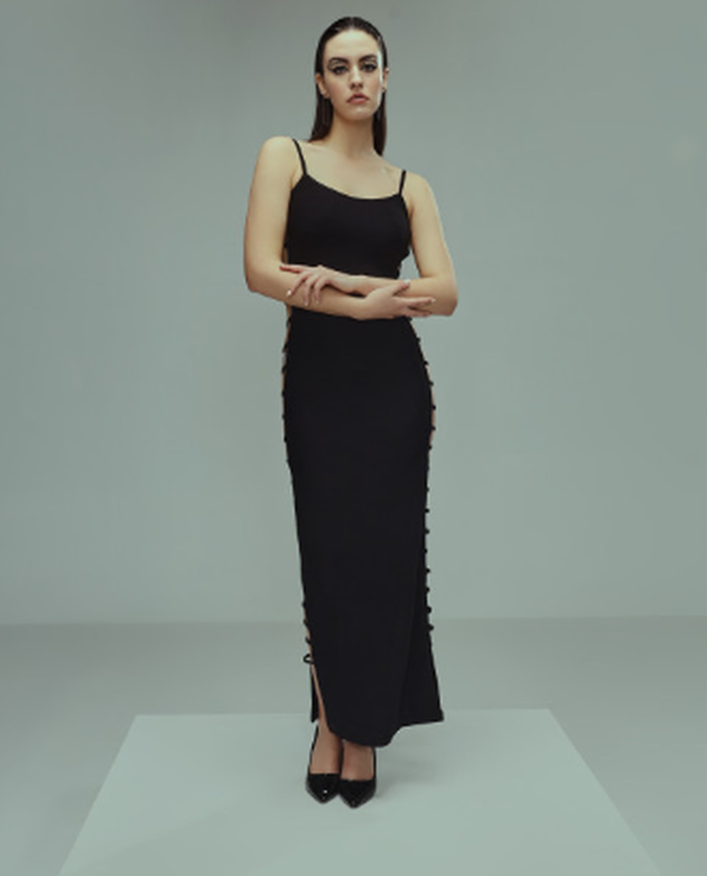 Shoulder Straps Sheath Maxi Dress
