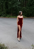 Women Shoulder Straps Bodycon Maxi Dress with Slits