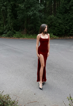 Women Shoulder Straps Bodycon Maxi Dress with Slits
