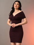 Wine Bandage Bodycon Mini Dress