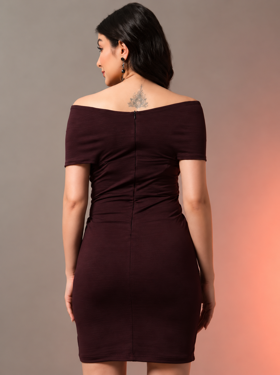 Wine Bandage Bodycon Mini Dress