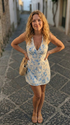 Floral Print Halter Neck A-Line Mini Dress