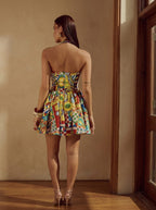 Women Print Halter Neck Peplum Dress