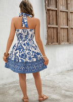 Print Keyhole Neck Fit & Flare Dress
