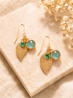 Leaf Shaped Crystals Drop Earrings