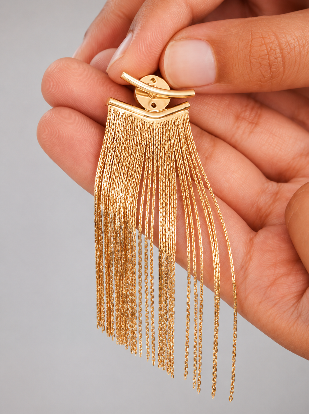 Women 18K Gold Plated Long Tassel Dangle Earrings