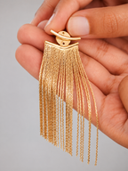 Women 18K Gold Plated Long Tassel Dangle Earrings