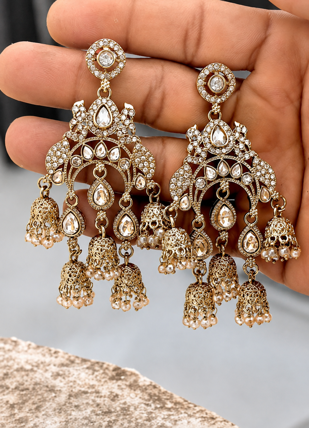 Geometric Jhumkas Earrings