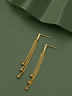 18kt Gold Plated Dangling Chain Contemporary Drop Earrings