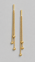 18kt Gold Plated Dangling Chain Contemporary Drop Earrings