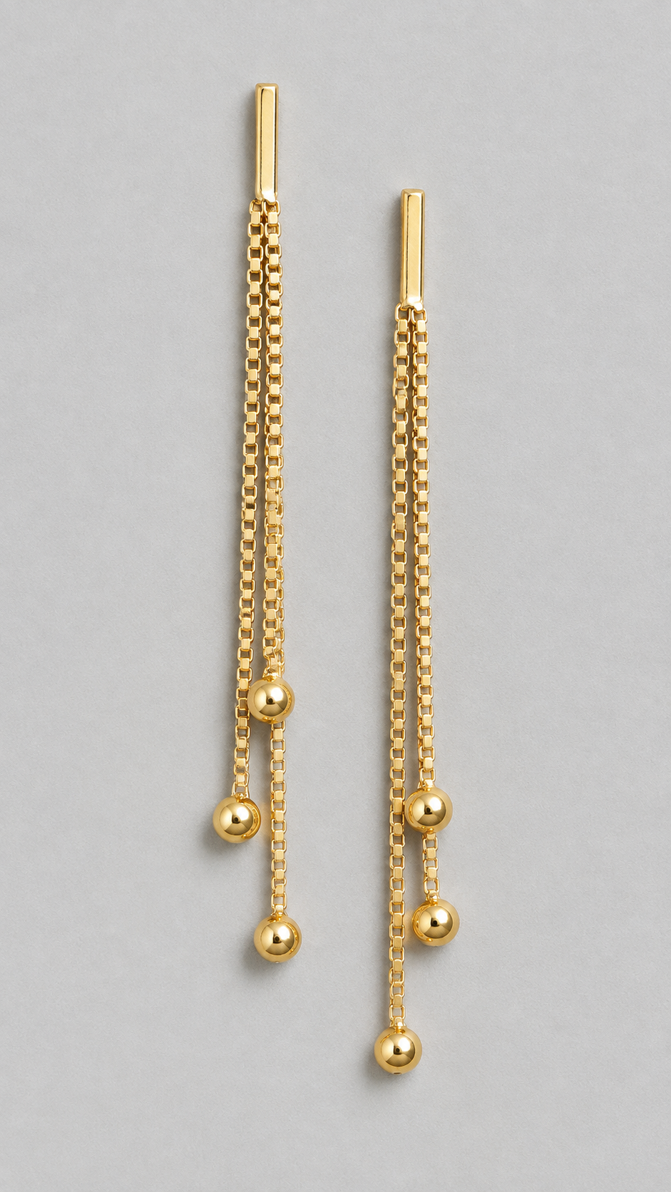 18kt Gold Plated Dangling Chain Contemporary Drop Earrings