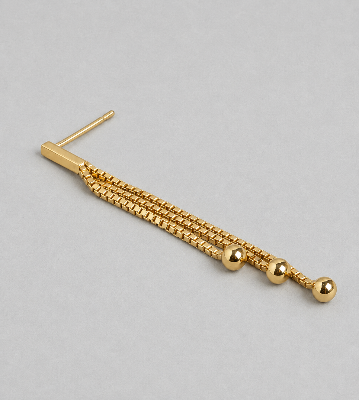 18kt Gold Plated Dangling Chain Contemporary Drop Earrings