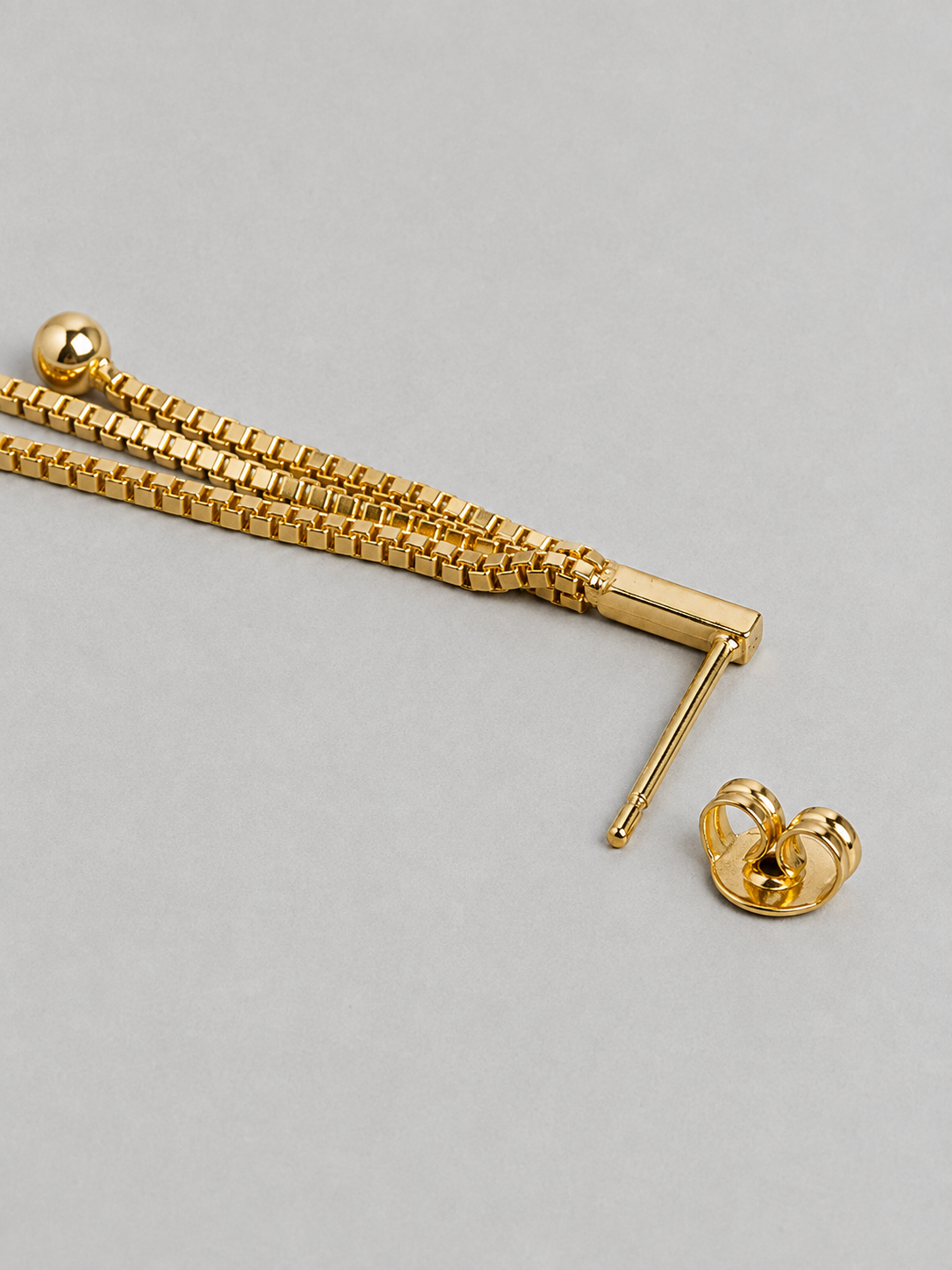 18kt Gold Plated Dangling Chain Contemporary Drop Earrings