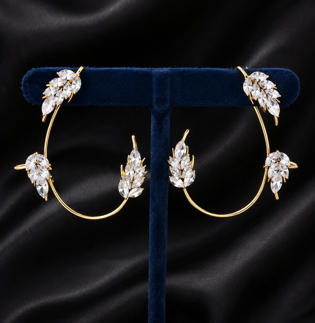 Leaf Shaped Ear Cuff Earrings