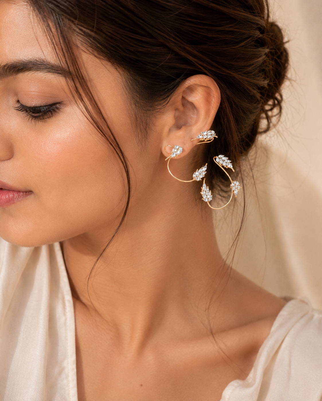 Leaf Shaped Ear Cuff Earrings