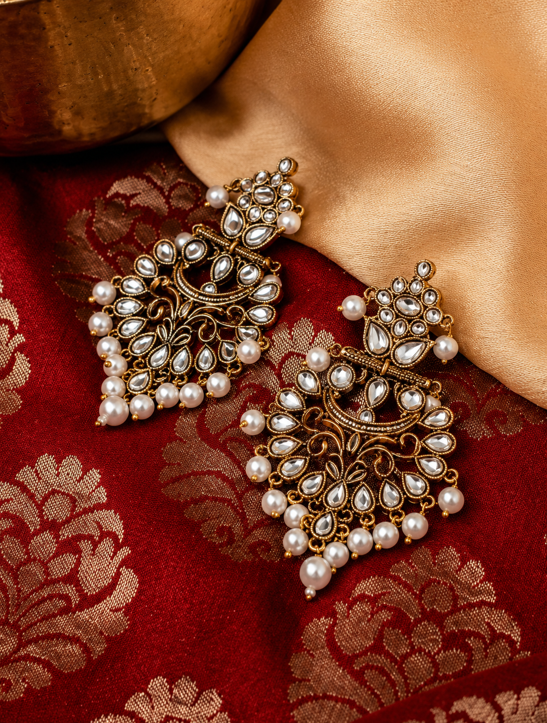 White Gold-Plated Contemporary Drop Enamel Earrings