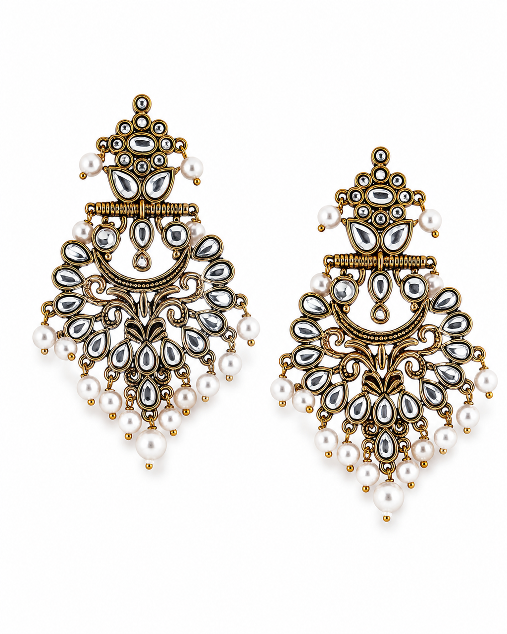 White Gold-Plated Contemporary Drop Enamel Earrings