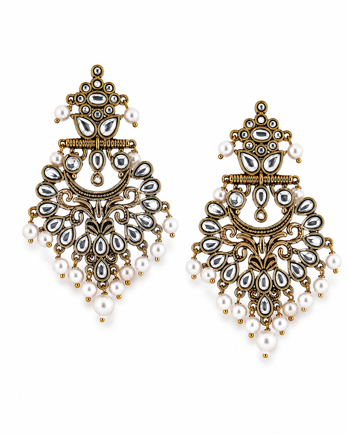 White Gold-Plated Contemporary Drop Enamel Earrings