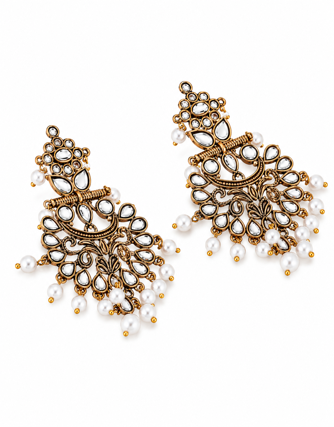 White Gold-Plated Contemporary Drop Enamel Earrings