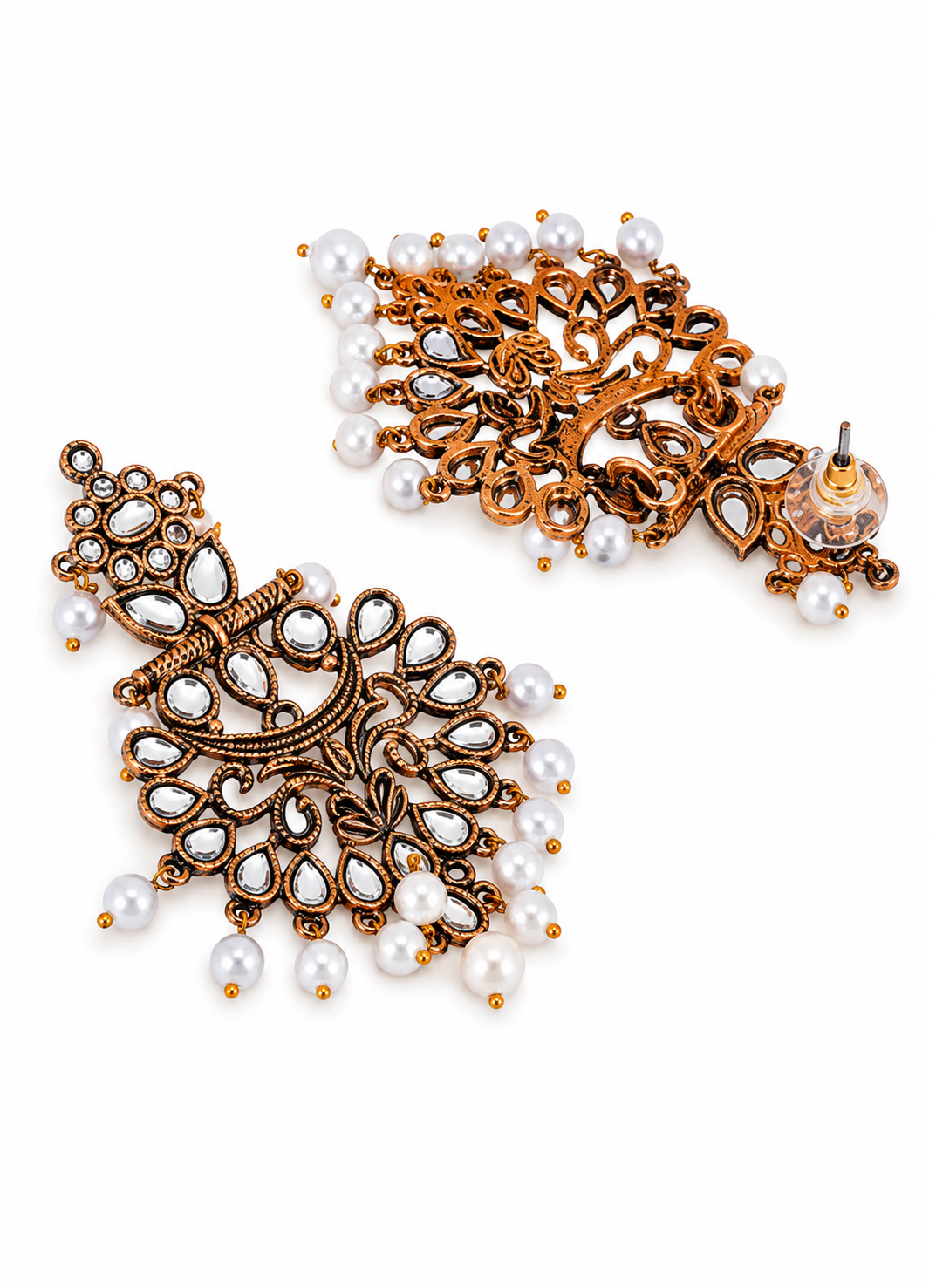 White Gold-Plated Contemporary Drop Enamel Earrings