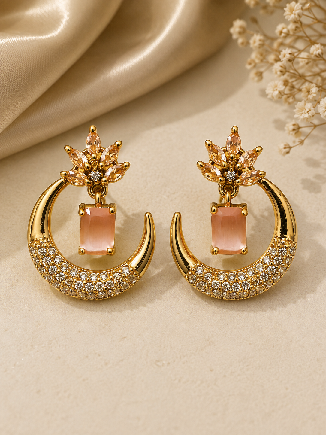 Crescent Shaped Drop Earrings