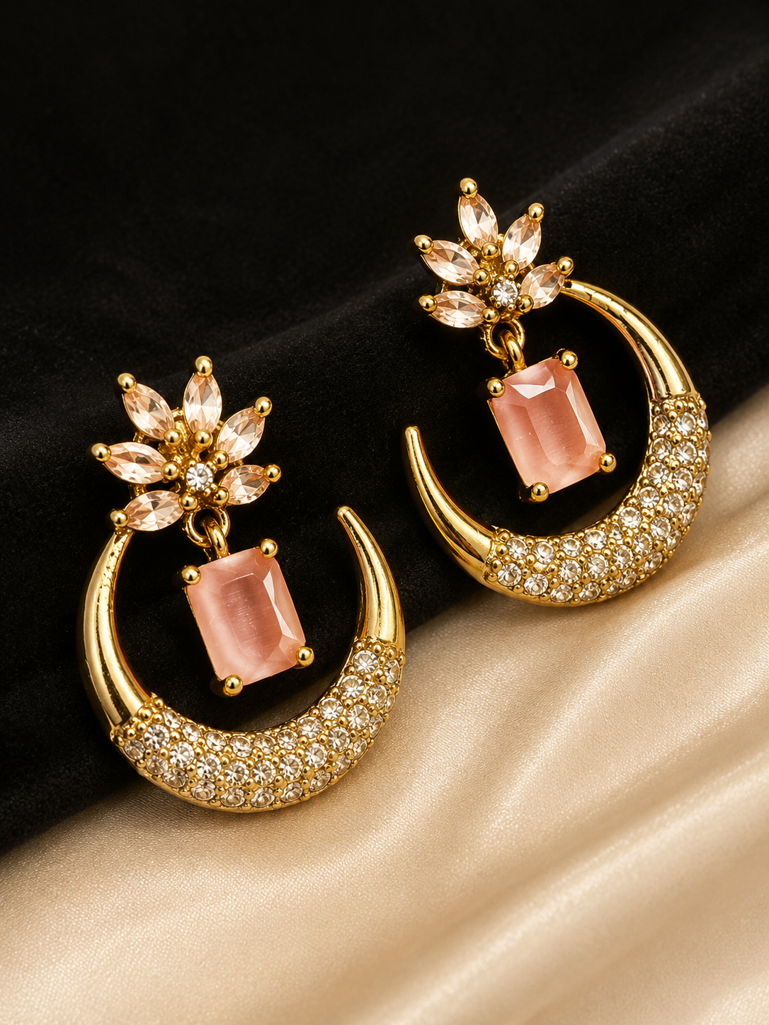 Crescent Shaped Drop Earrings