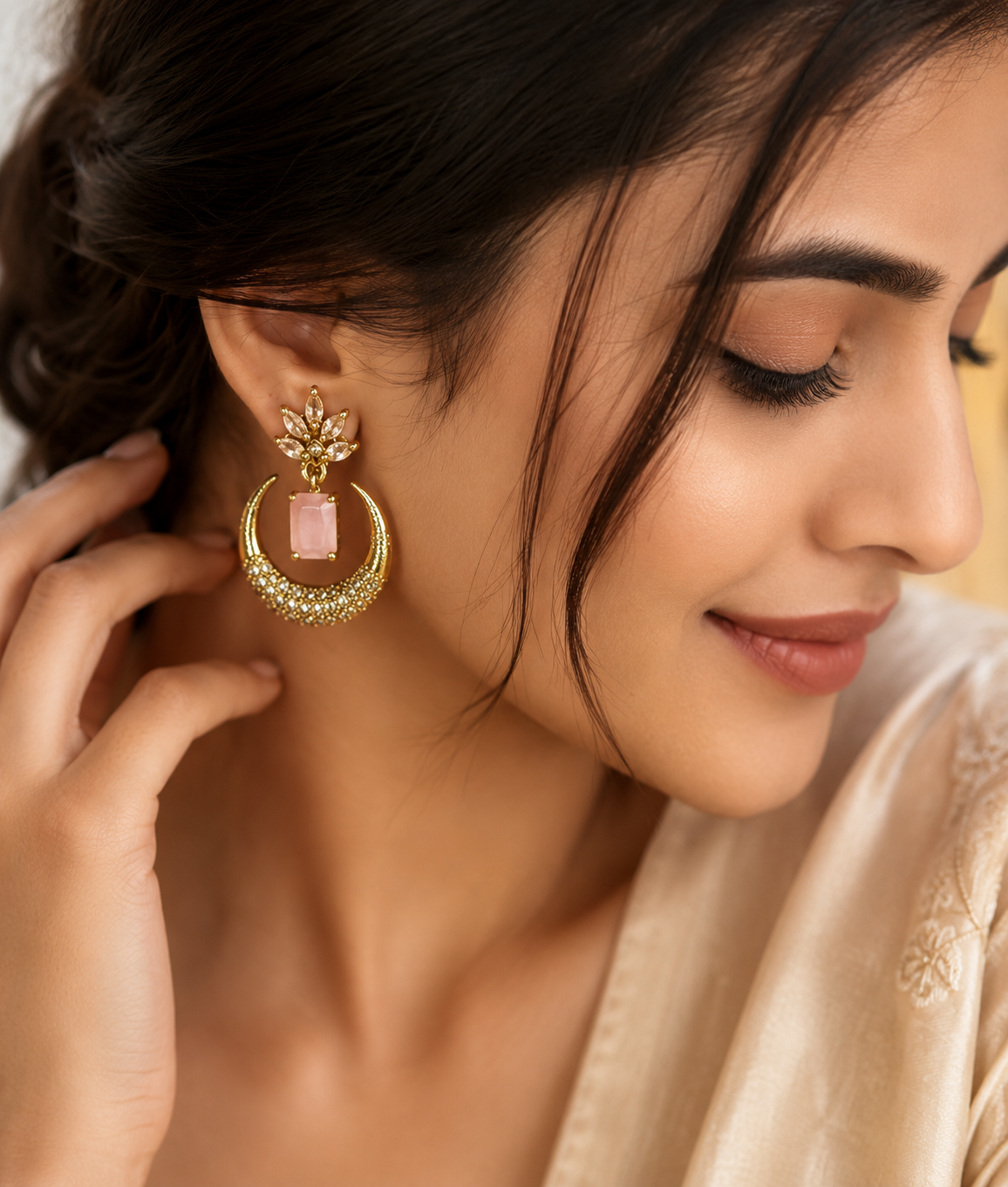 Crescent Shaped Drop Earrings