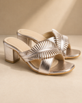 Gunmetal Finish Block Heels