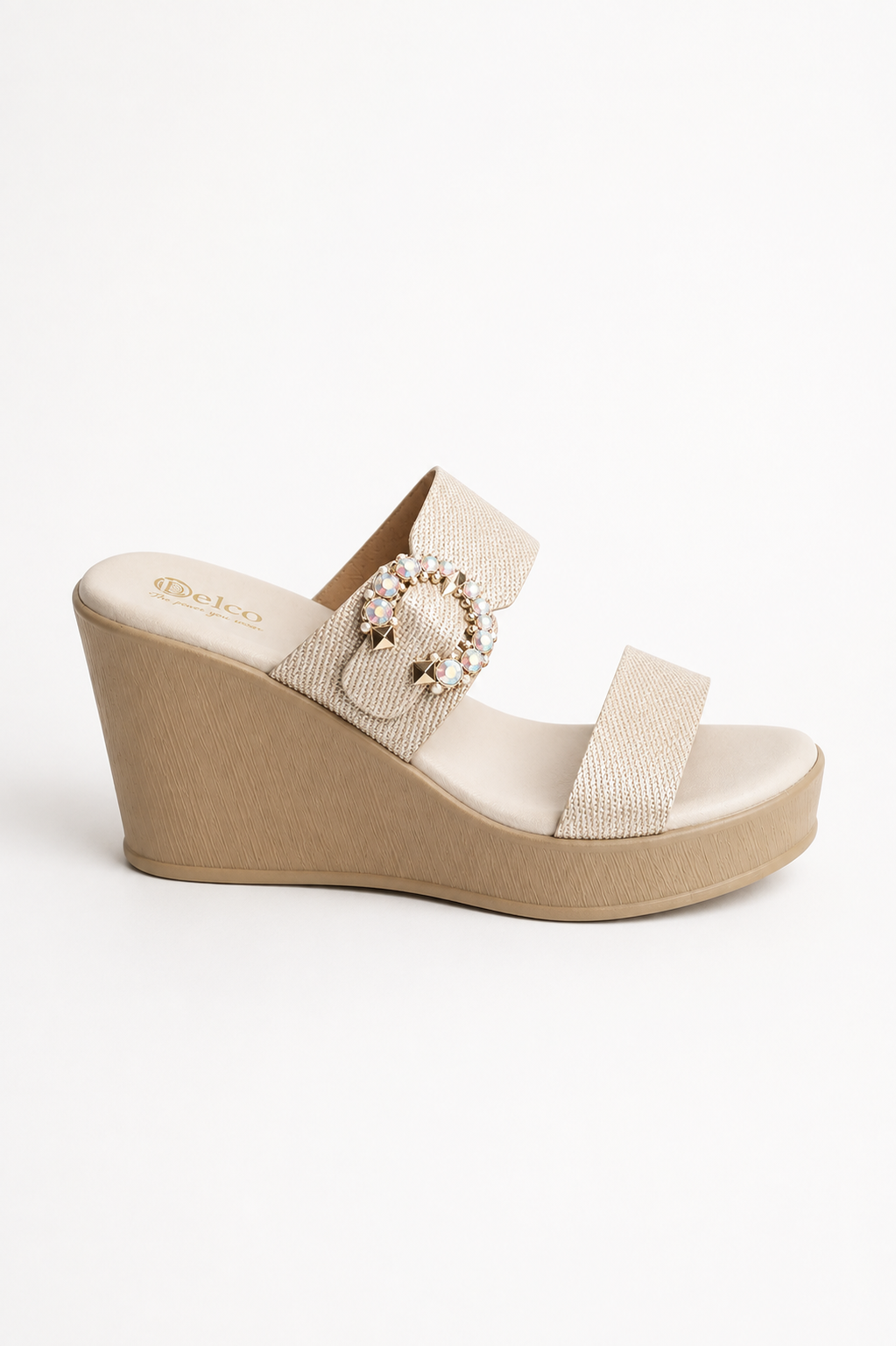 Cream Finish Platform Heels