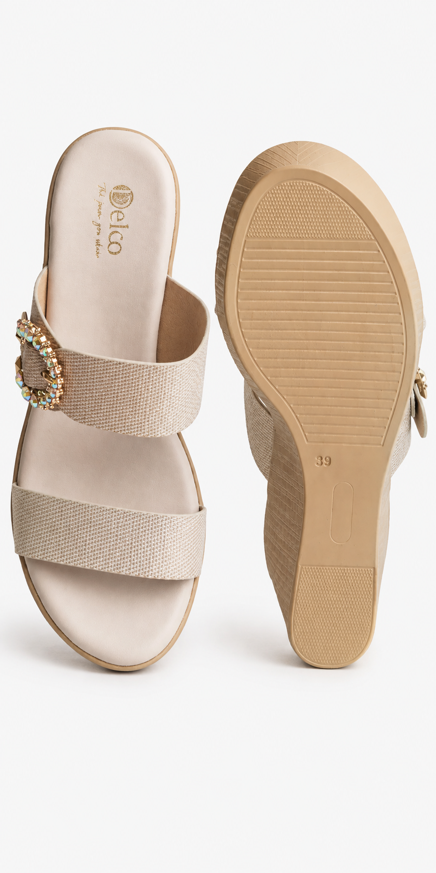 Cream Finish Platform Heels