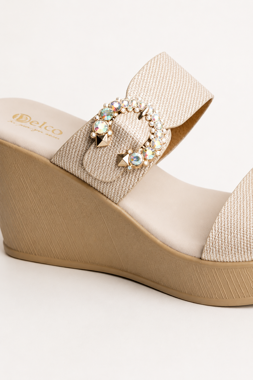 Cream Finish Platform Heels