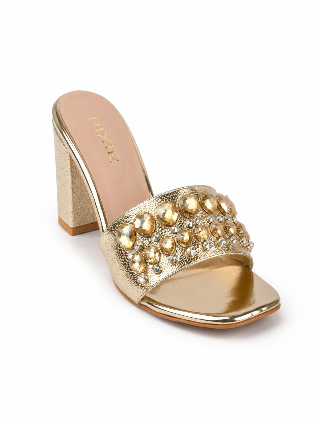 Women Embellished Open Toe Party Block Heels