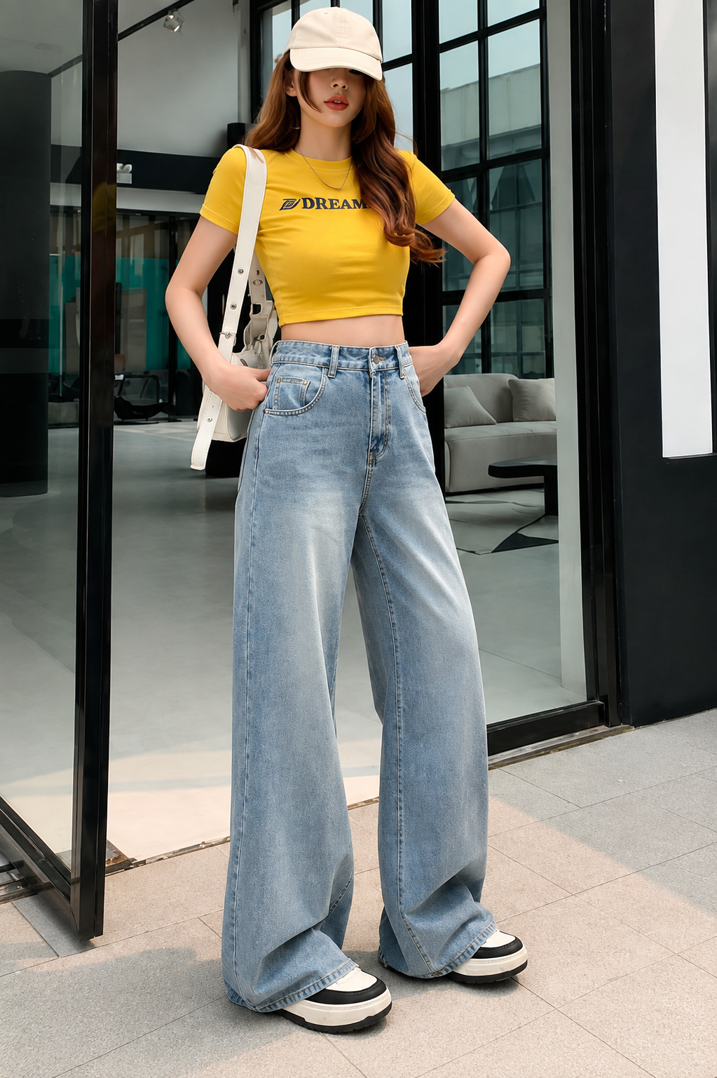 Women Comfort Baggy Fit High-Rise Stretchable Jeans