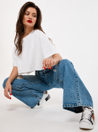 Women Smart Baggy High-Rise Mildly Distressed Light Fade Stretchable Jeans