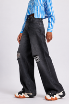 Women Distressed Wide Leg Jeans