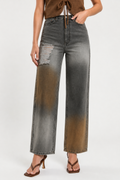 Women Baggy Wide Leg High-Rise Distressed Heavy Fade Jeans