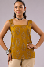 Paisley Printed Square Neck Pure Cotton Kurti