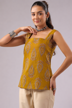 Paisley Printed Square Neck Pure Cotton Kurti