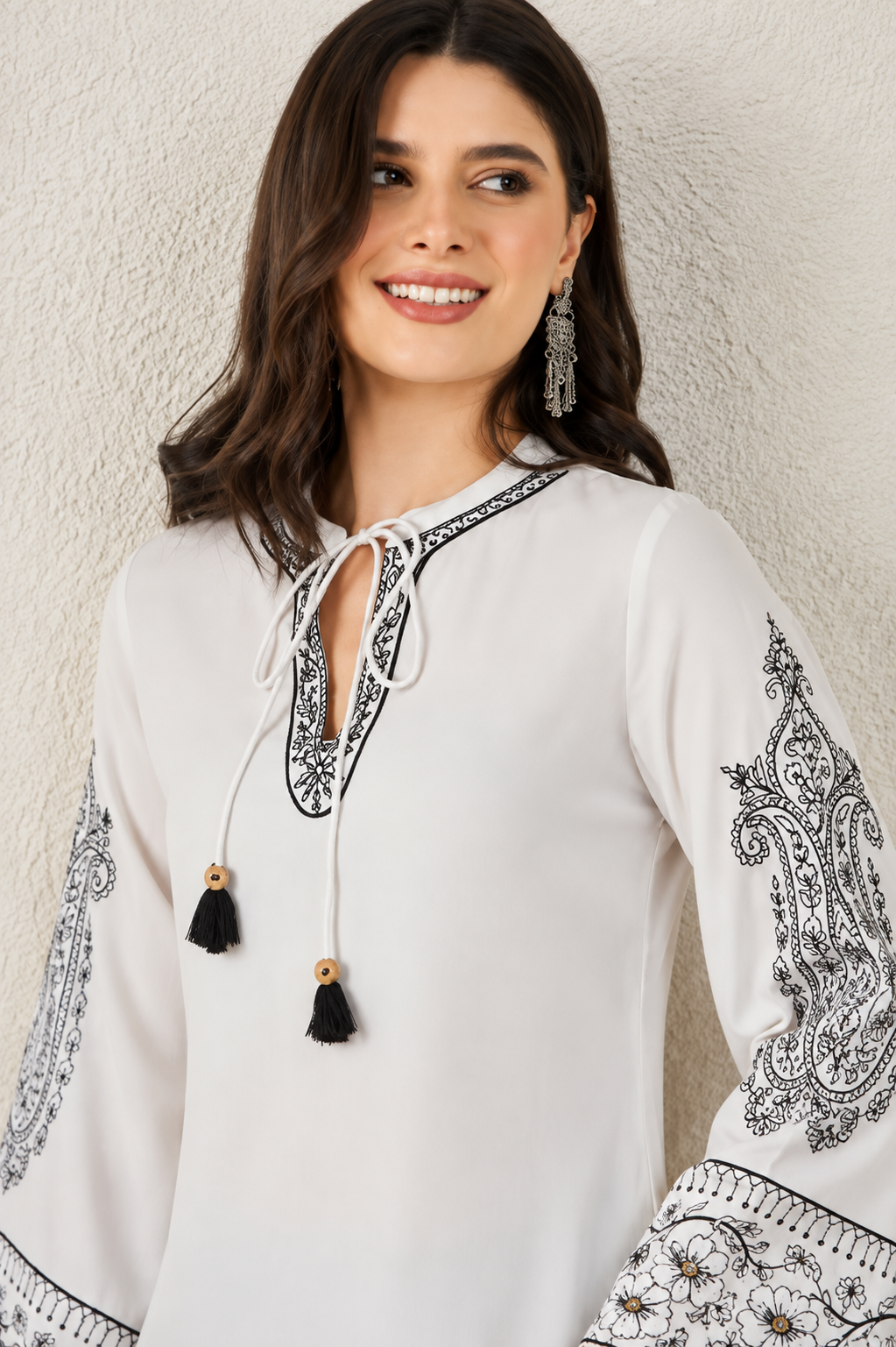 Ethnic Motifs Embroidered Thread Work Chanderi Silk Thread Work Kurti