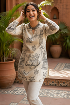 Ethnic Motifs Printed V-Neck Pure Cotton Kurti