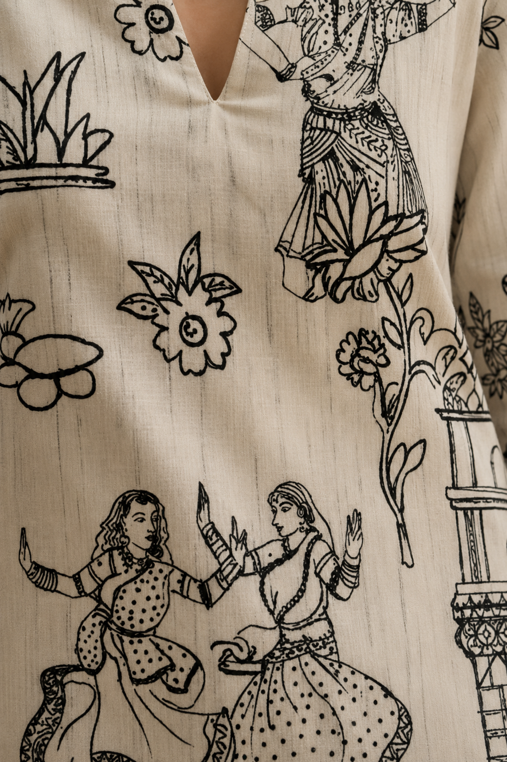 Ethnic Motifs Printed V-Neck Pure Cotton Kurti