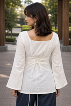 Square Neck Flared Sleeves Pure Cotton Kurti