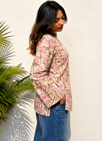Floral Printed Square Neck Pure Cotton Kurti