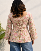 Floral Printed Square Neck Pure Cotton Kurti
