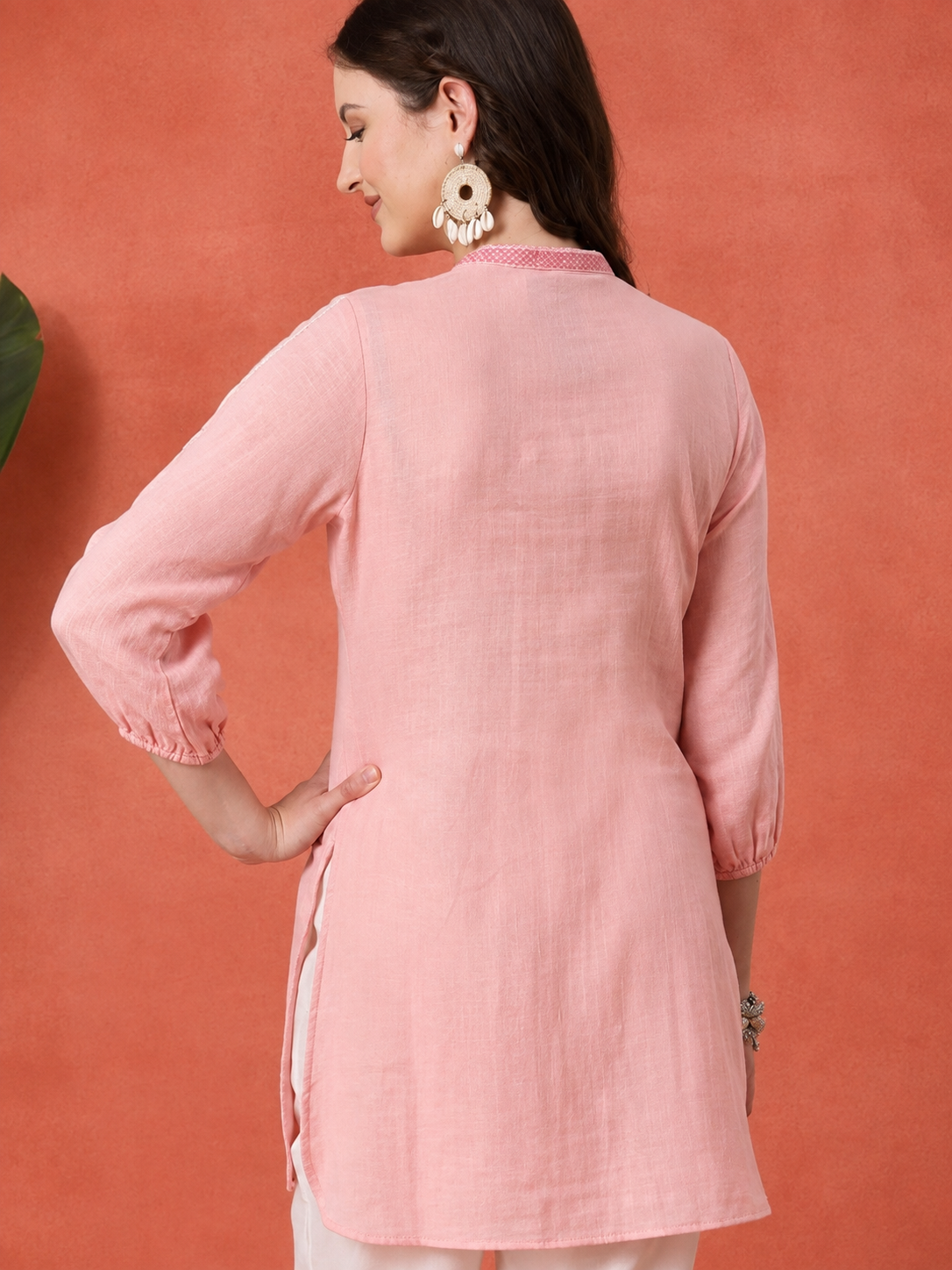 Solid Embroidered A-line Cotton Tunic for Women Kurti