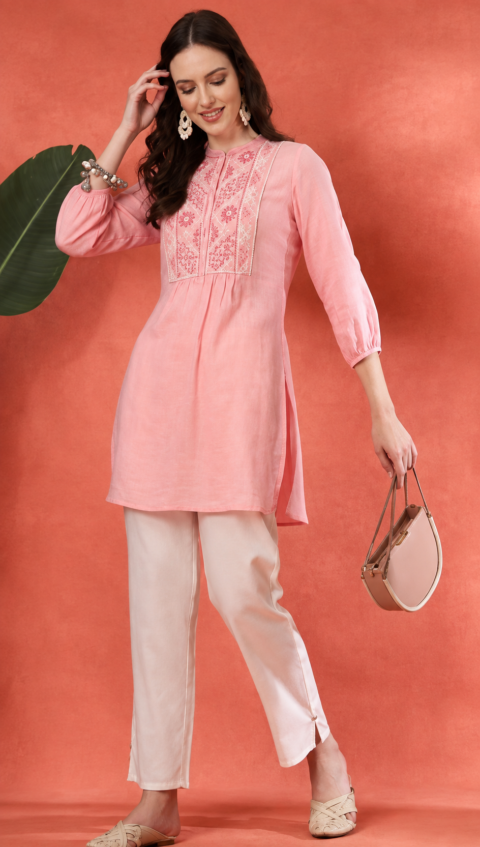 Solid Embroidered A-line Cotton Tunic for Women Kurti