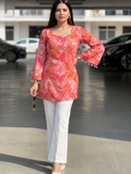 Floral Printed Square Neck Pure Cotton Kurti