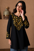 Qazmi Kashmiri Aari Work Viscose Rayon A-Line Flared Kurti